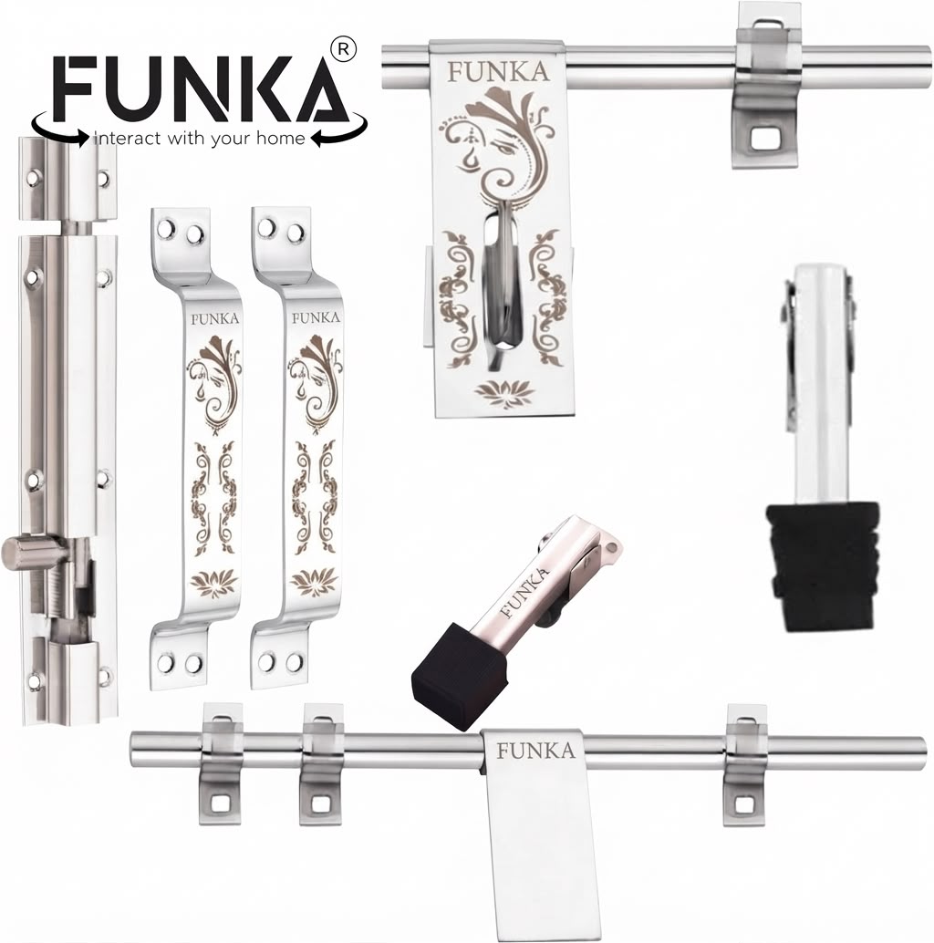 Funka® GANESHA Glossy Stainless Steel Heavy & Premium Door Kit Set