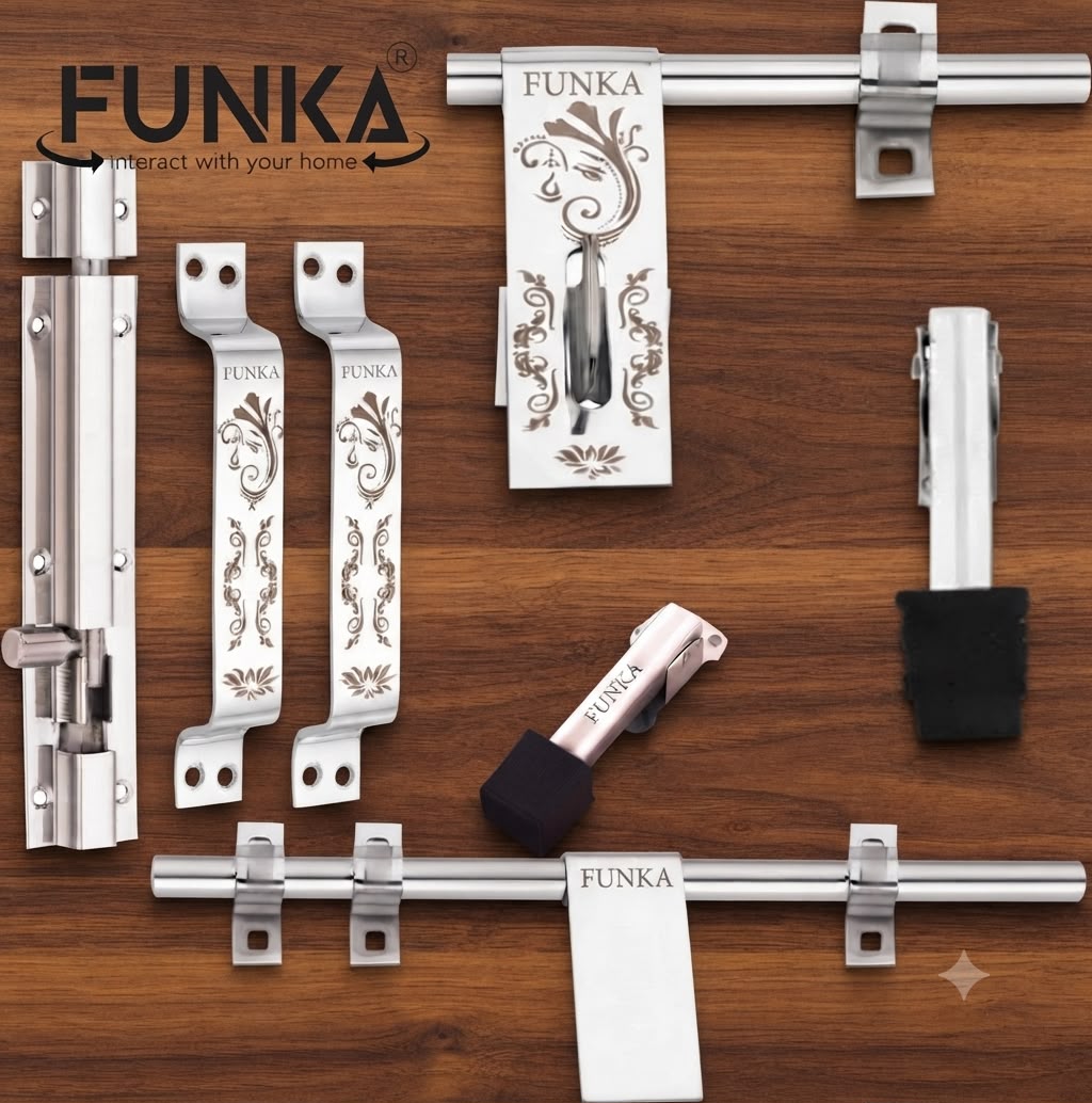 Funka® GANESHA Glossy Stainless Steel Heavy & Premium Door Kit Set