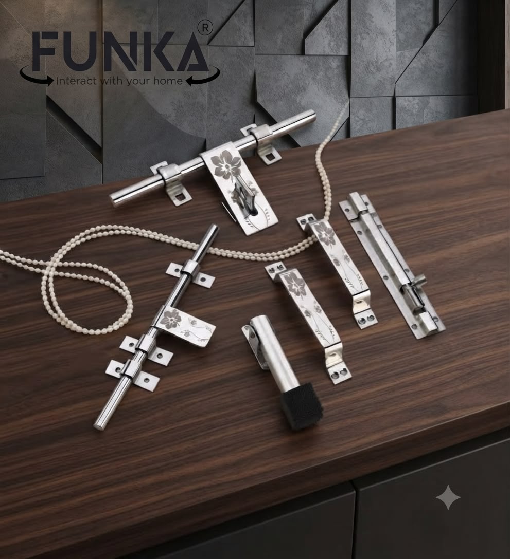 Funka® FLOWER Glossy Stainless Steel Heavy & Premium Door Kit Set