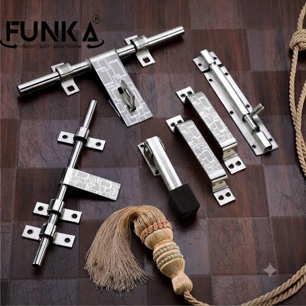 Funka® SKEW Glossy Stainless Steel Heavy & Premium Door Kit Set