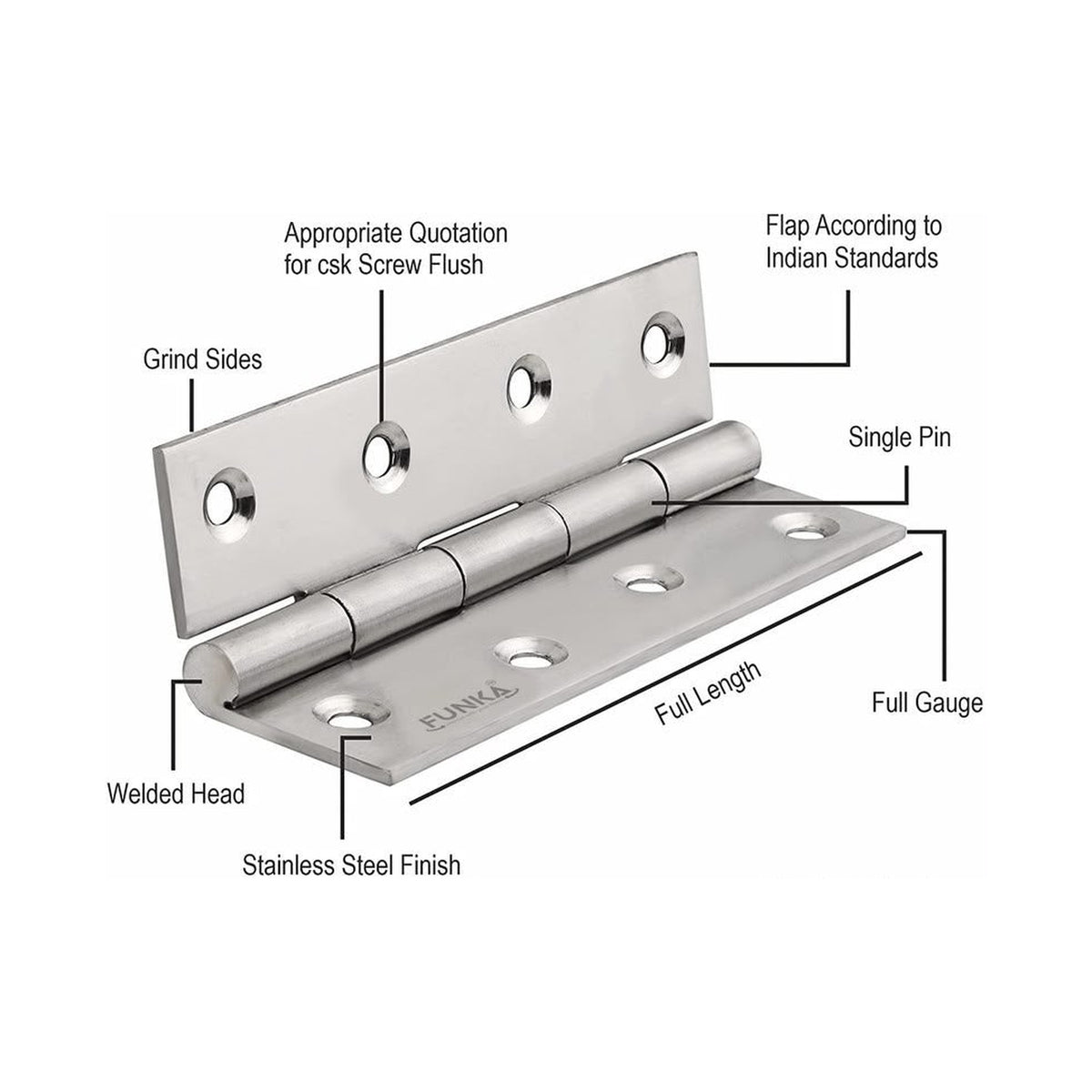 Funka® 4 Inch / 14 Gauge Heavy-Duty Steel Soft-Close Hinges for Doors
