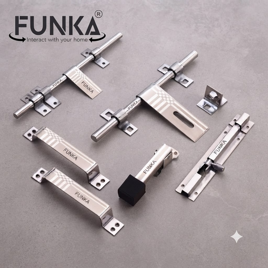 Funka® ROYAL Glossy Stainless Steel Heavy & Premium Door Kit Set